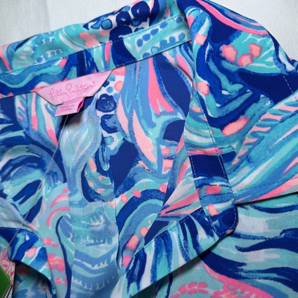 NWT Lilly Pulitzer EVERGLADES Twilight Blue Blouse Top size Medium Lightweight - Picture 2 of 9